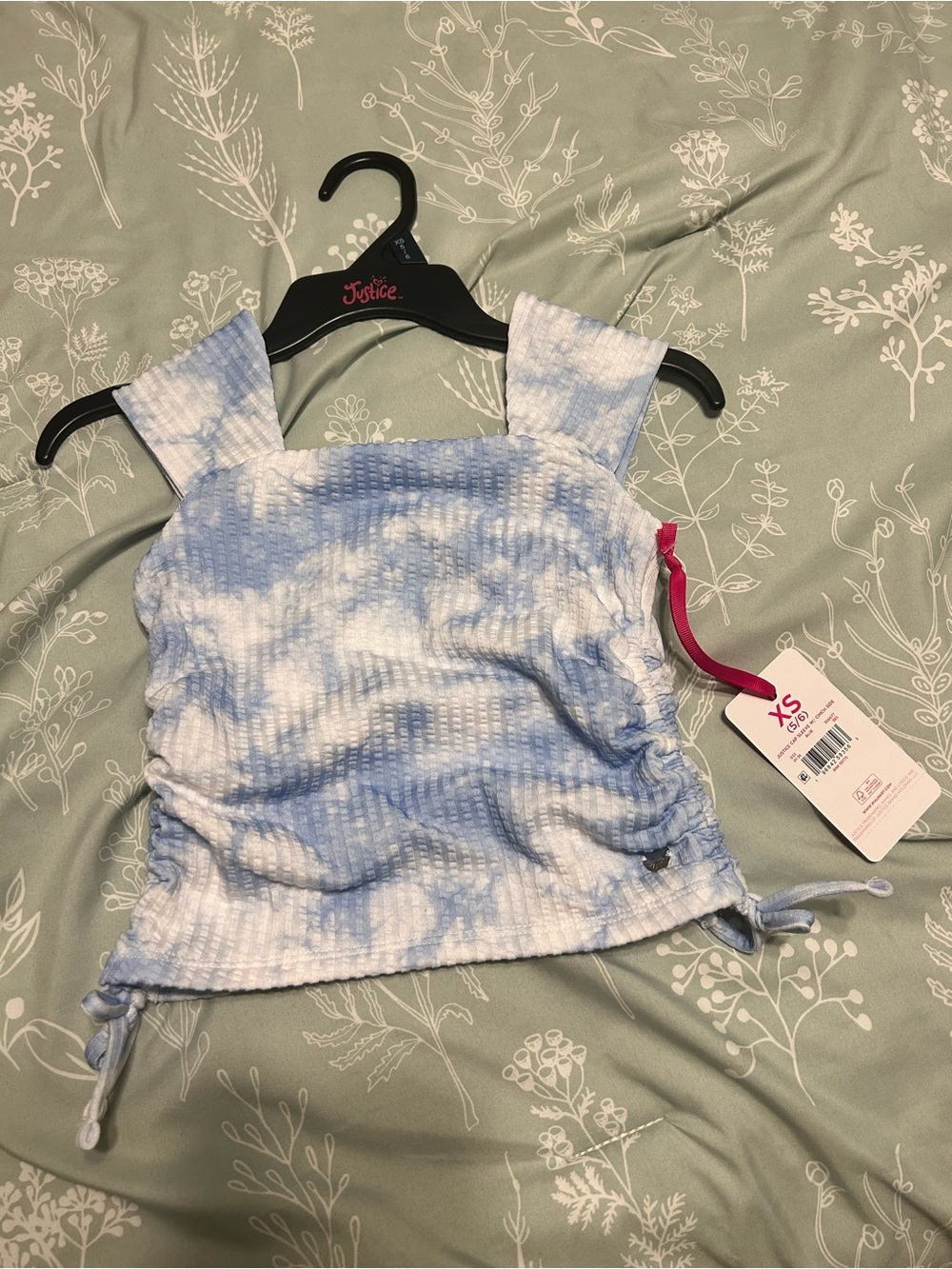Justice Blue and White Tie-Dye Square Neck Tank